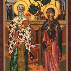 St. Cyprian and St. Justina.Christian orthodox icon. FREE SHIPPING