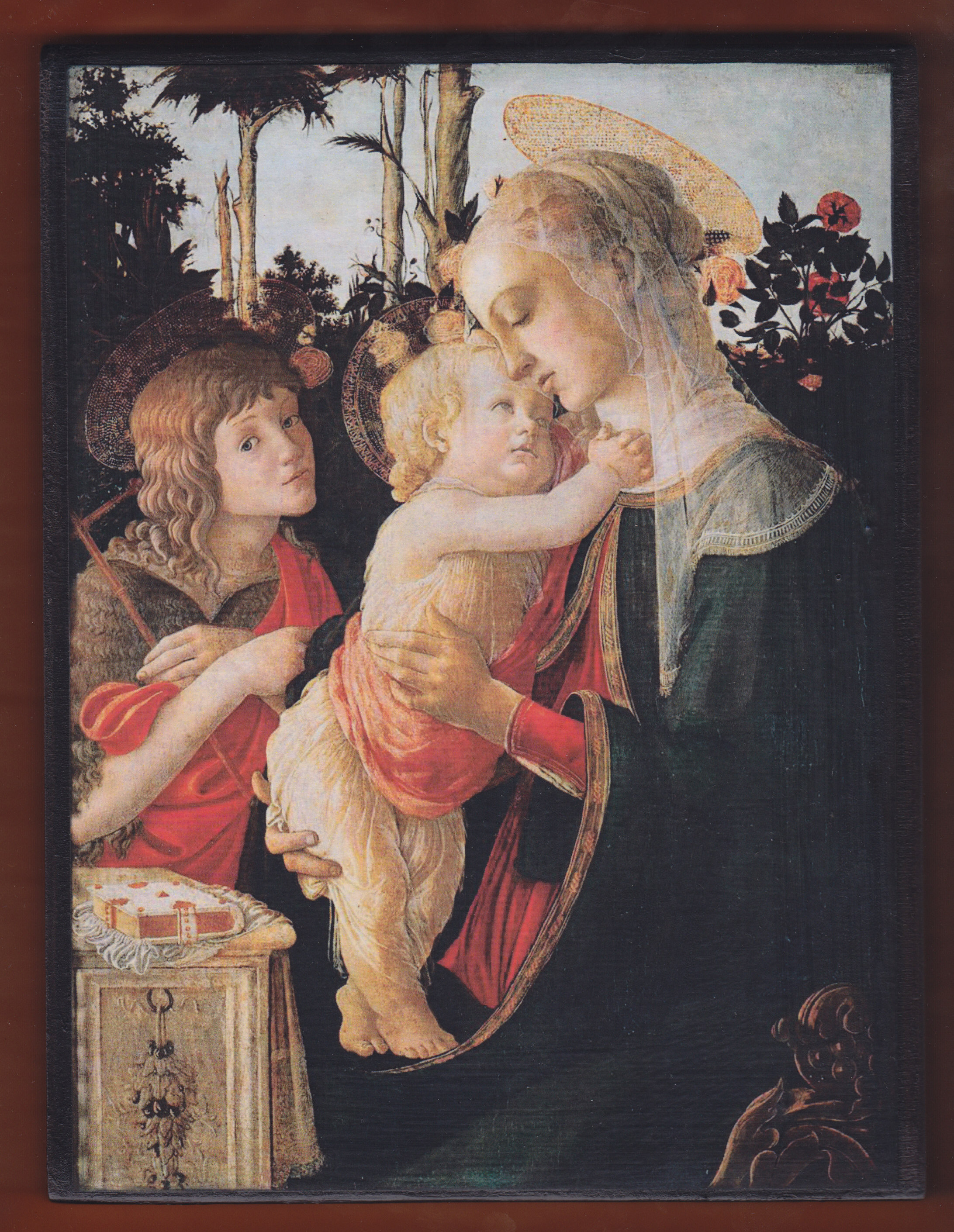 Virgin Mary,Botticelli Sandro, Madonna col Bambino e San Giovannino,1468.FREE SHIPPING