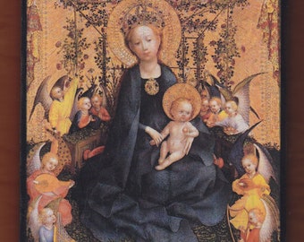 Madonna of the Rose Bower, Stephan Lochner, Wallraf-Richartz Museum in Cologne.FREE SHIPPING