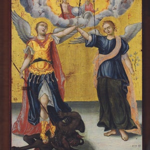 Archangels Michael and Gabriel 1772 A.Christian orthodox icon. FREE SHIPPING
