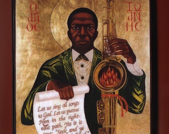 Saint John Coltrane Enthroned. Christian orthodox icon.FREE SHIPPING.