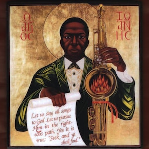 Saint John Coltrane Enthroned. Christian orthodox icon.FREE SHIPPING.