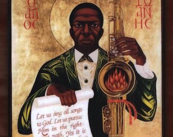 Saint John Coltrane Enthroned. Christian orthodox icon.FREE SHIPPING.
