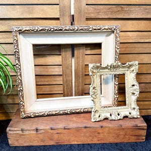 Set of 2 Vintage Ornate Antique-style Creme Colored Empty Picture or Art Frames: A2