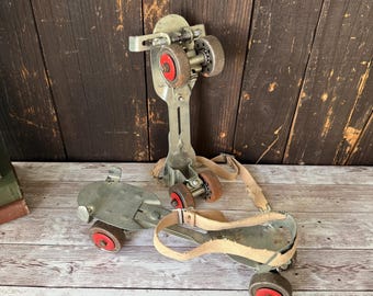 Vintage UNION Metal Adjustable Roller Skates with Straps, No Key