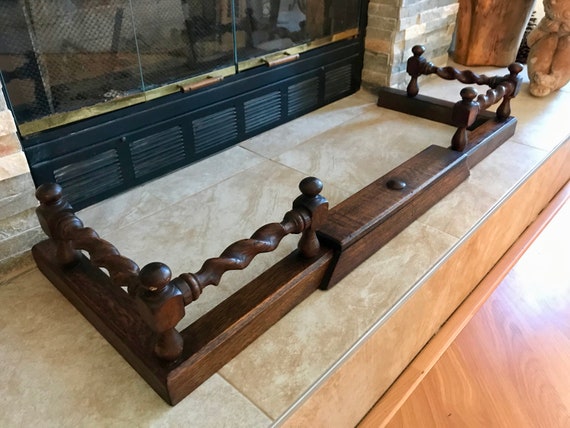 Expandable Wood Fireplace Fender English Oak Barley Twist Etsy
