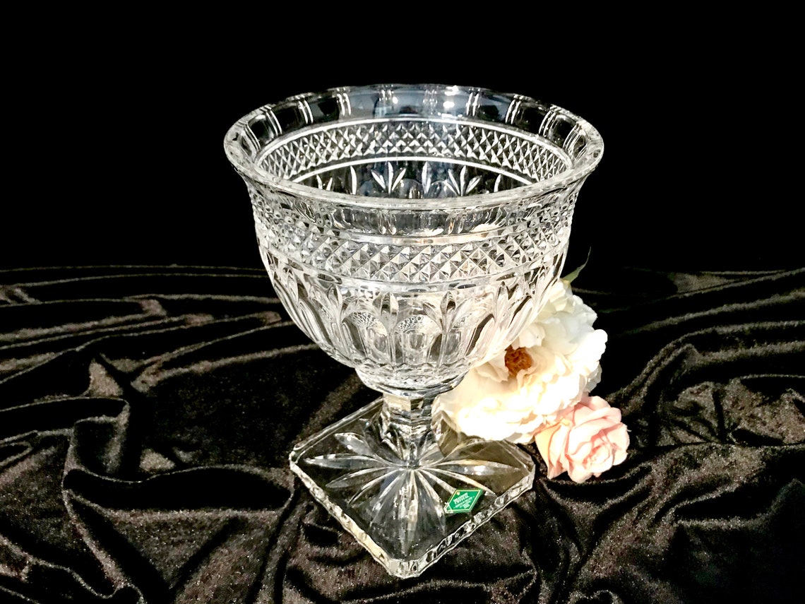 Crystal Footed Pedestal Bowl Compote Shannon Crystal by Etsy