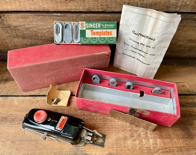 New Home Sewing Machine Buttonholer With Extra Set of Singer Etsy