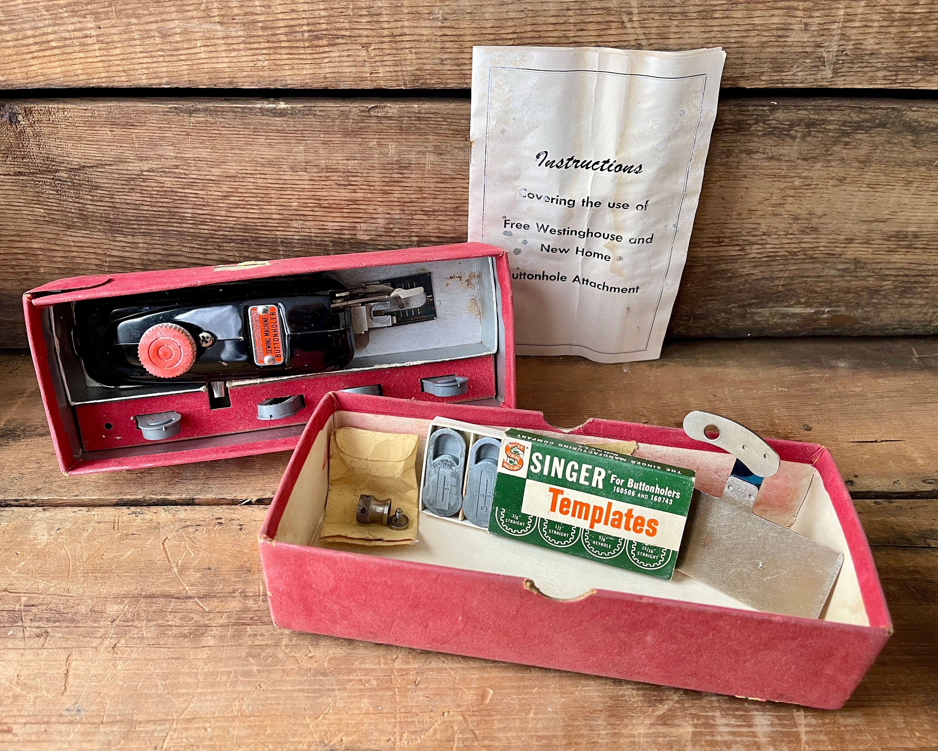 New Home Sewing Machine Buttonholer With Extra Set of Singer Etsy