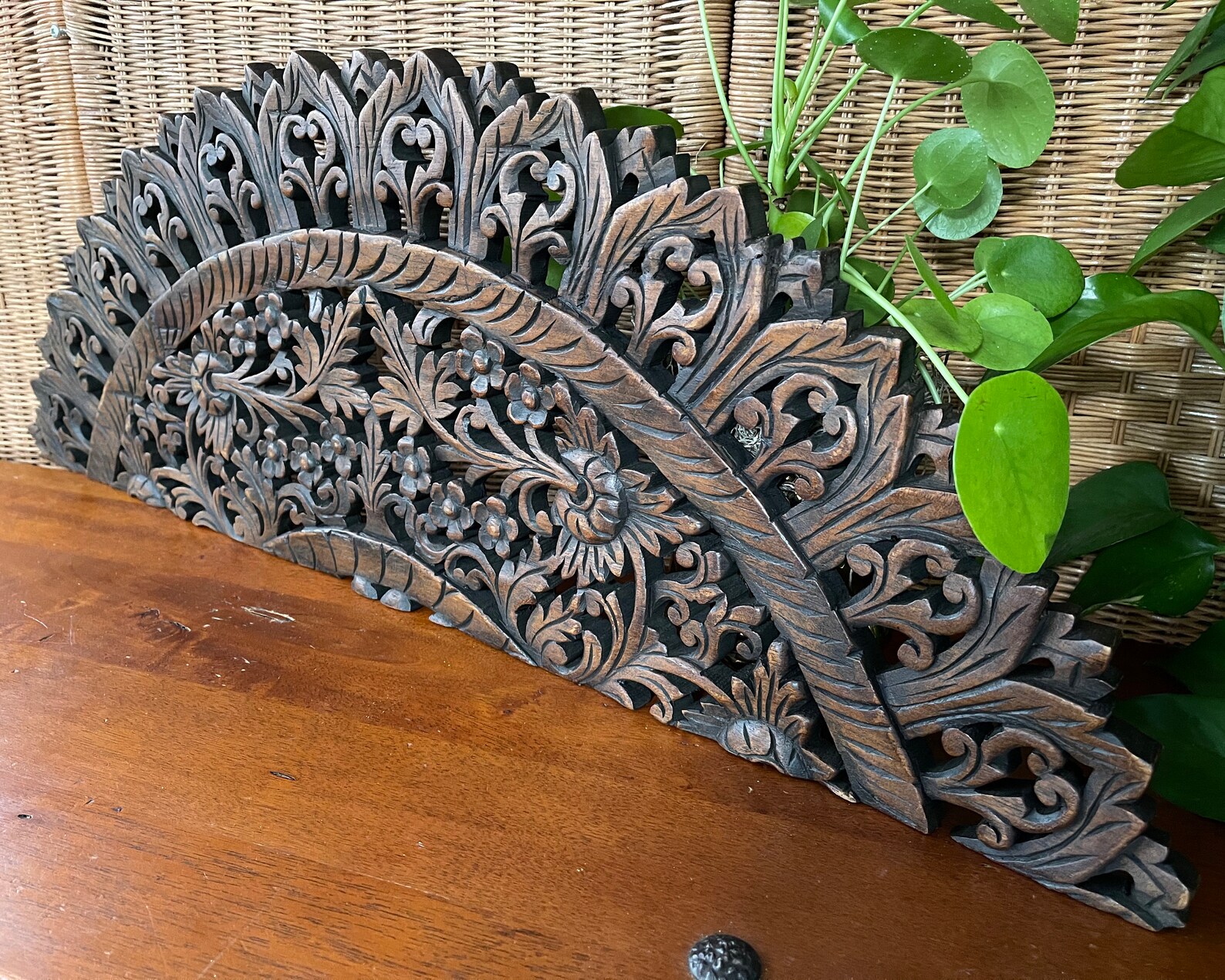 Hand Carved Thai Teak Wood Wall Panel 33x12 Window or Door Etsy