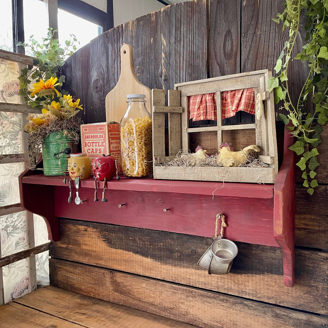 Curated Racks 9 Pc Curated Wood Shelf Including ALL Decor for Your Farmhouse Country ...