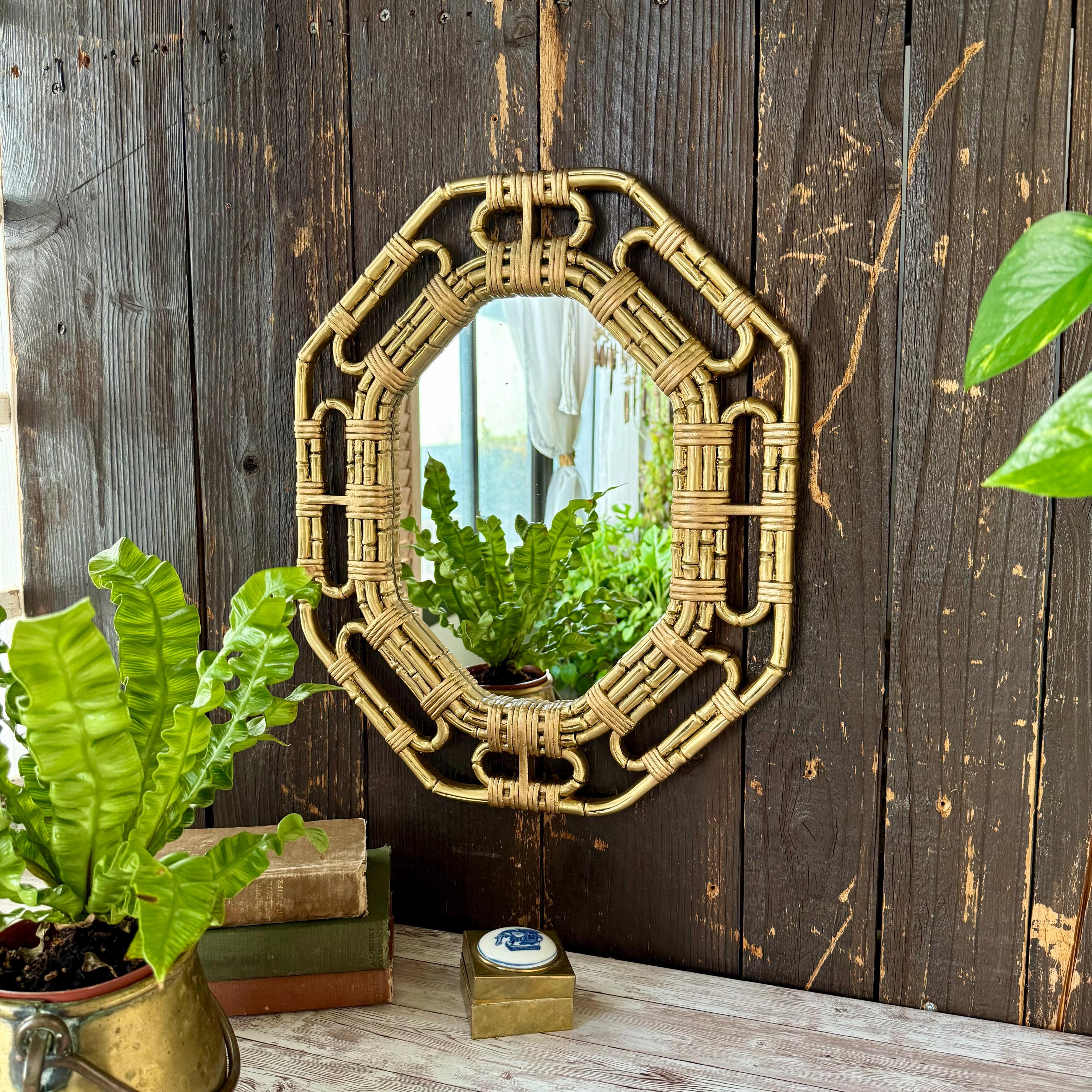 鏡 Vintage Rattern Mirror Rattan Mirrors Vintage - Etsy