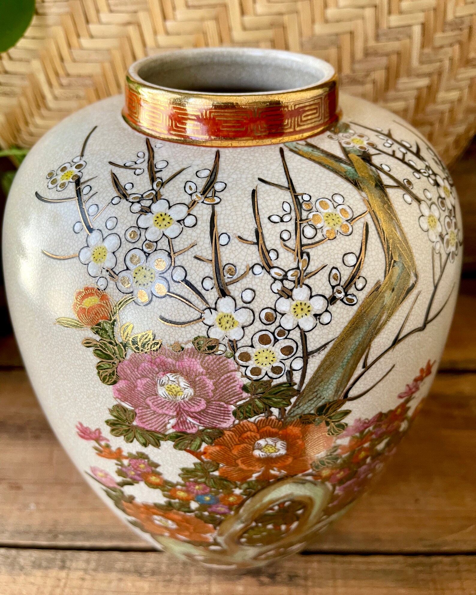 Vintage Genuine Kutani Satsuma 12 Porcelain Ginger Jar Etsy