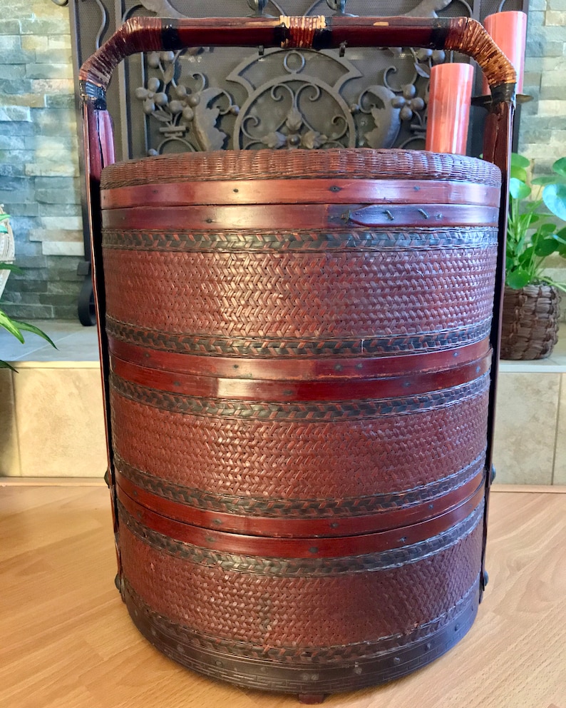 Extra Large 28 Chinese Wedding Basket Antique 3 Tier Etsy