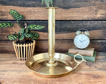 Oversized Brass Chamber Candle Holder, Vintage Large Candlestick (E9)