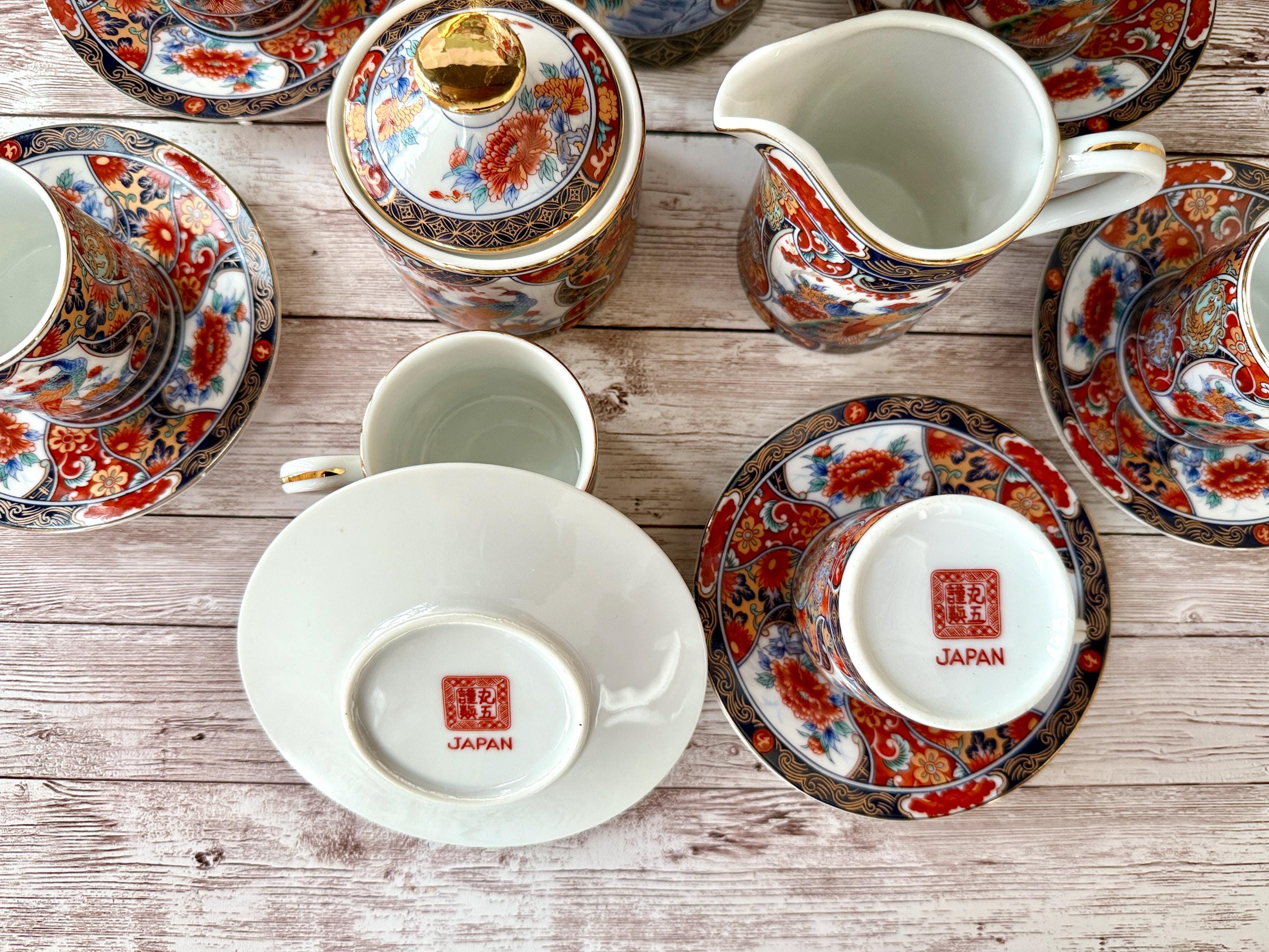 Vintage 17-piece Arita IMARI Peacock Demitasse Tea Set – Made in
