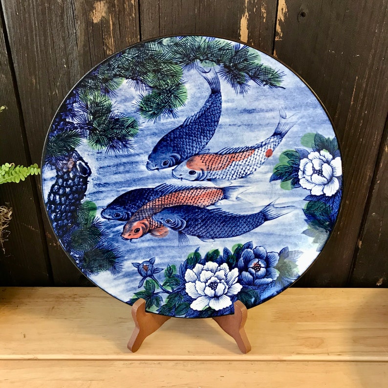 Set of Vintage Japanese Plates Porcelain Koi Fish Lotus Etsy