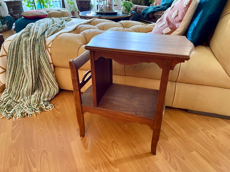 Mid Century Walnut Wood TV Side Table With Magazine or Etsy