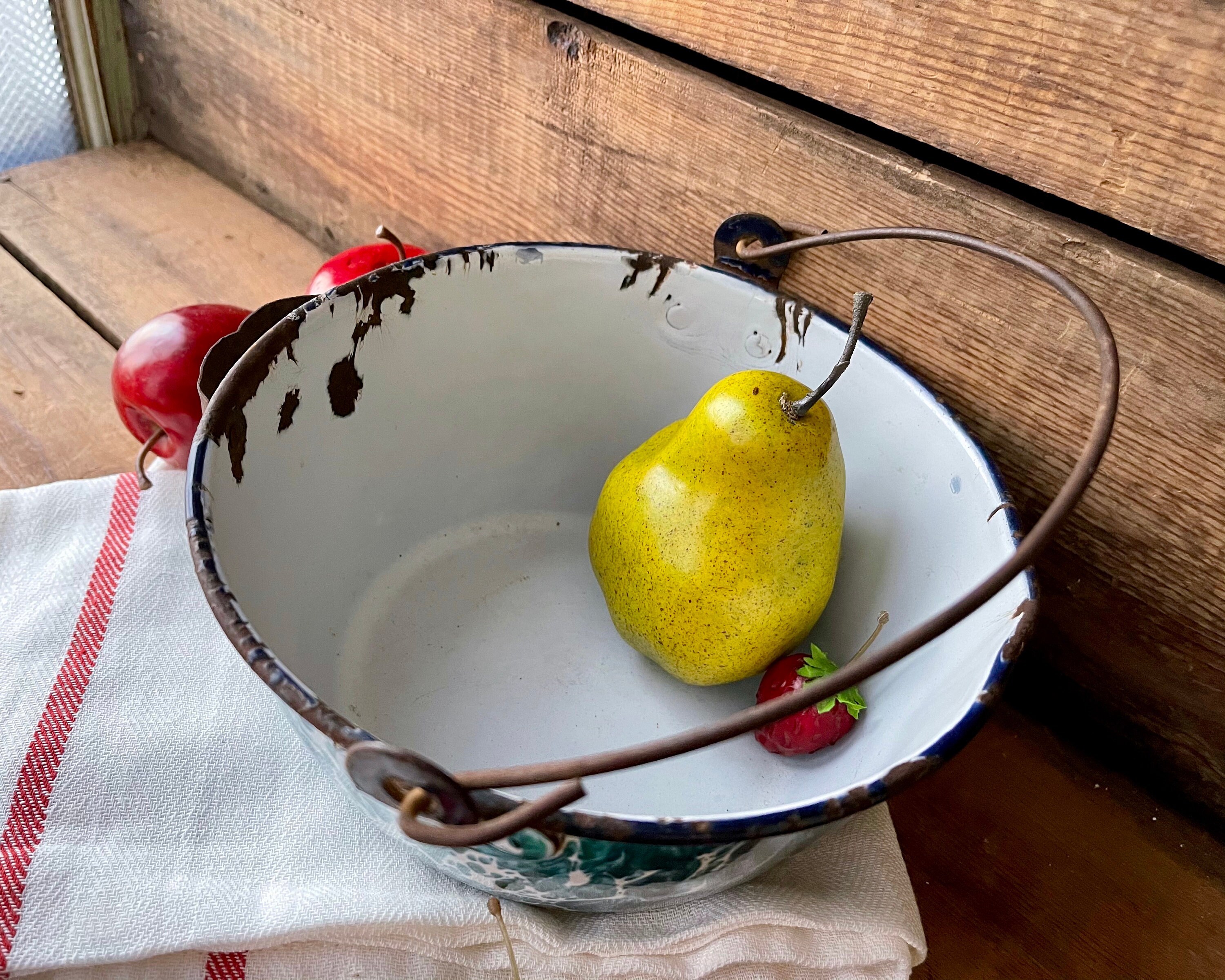 Tazón de granito de crisolita / Pail con mango de alambre | Etsy