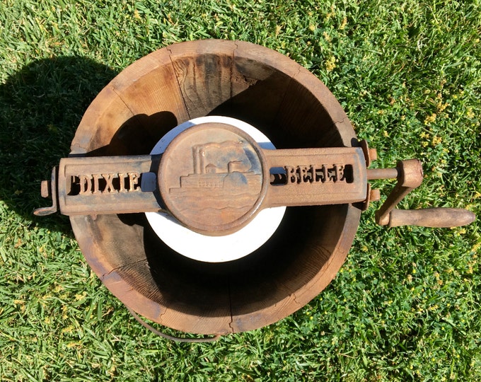 RARE Vintage Dixie Belle Cast Iron Hand Crank Ice Cream Maker