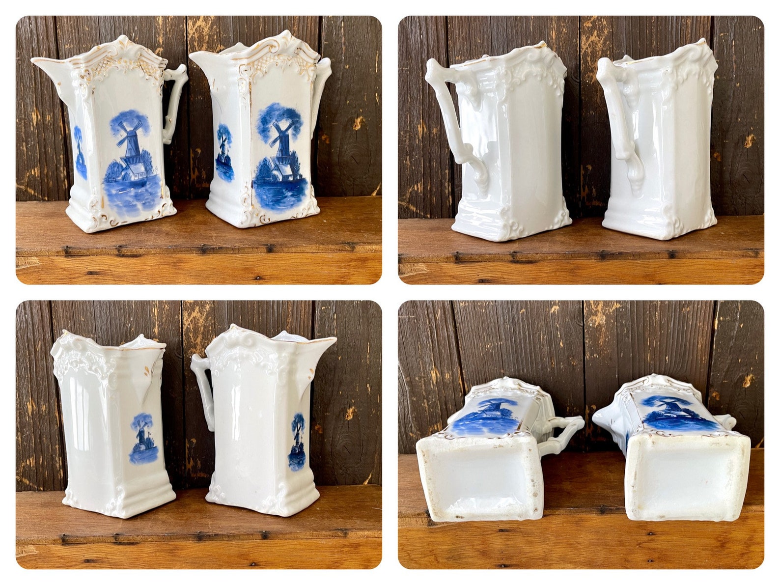 5 Pc German Delft Ceramic Kitchen Set With Blue and White Holland ...
