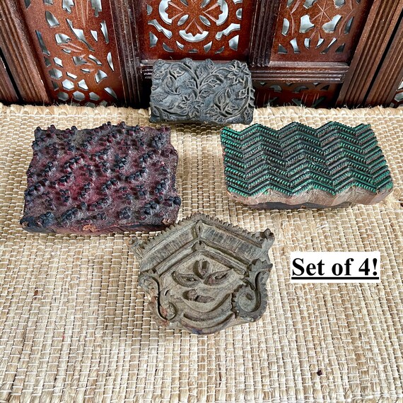 Antique Wood Block Stamp Vintage India Folk Art Fabric Etsy