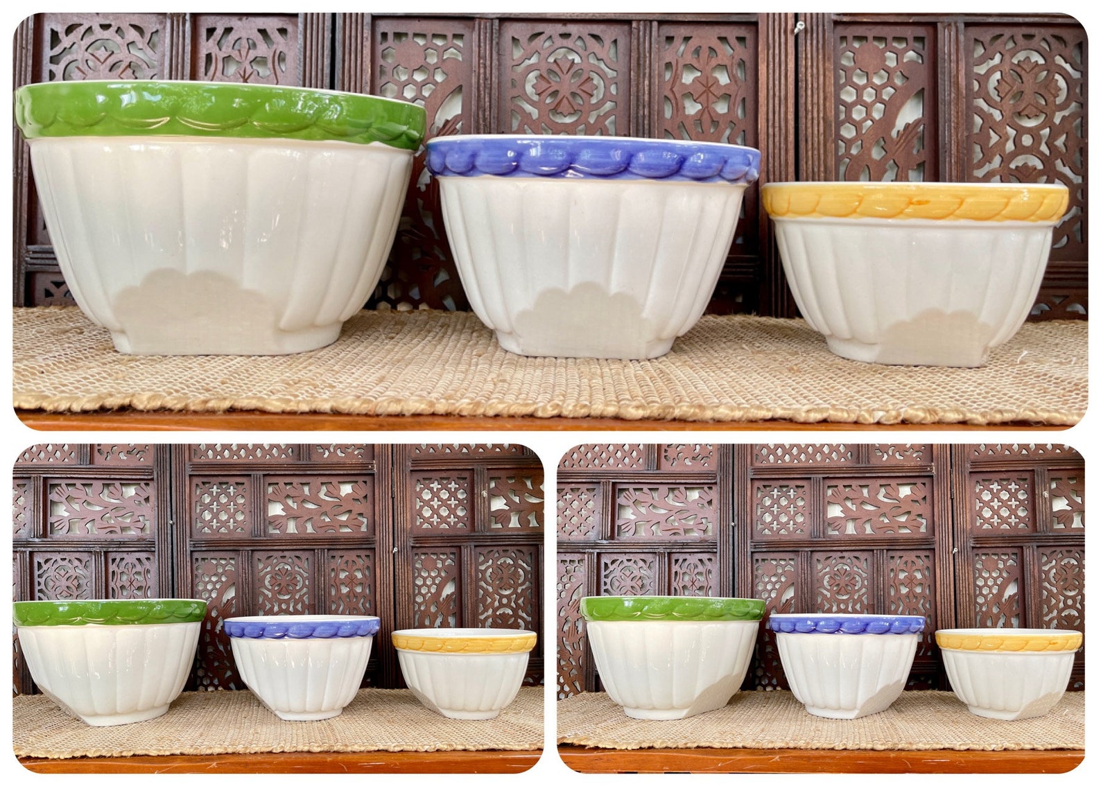 Italian Tilted Nesting Bowls by CIC Fine Ceramic Mixing Etsy