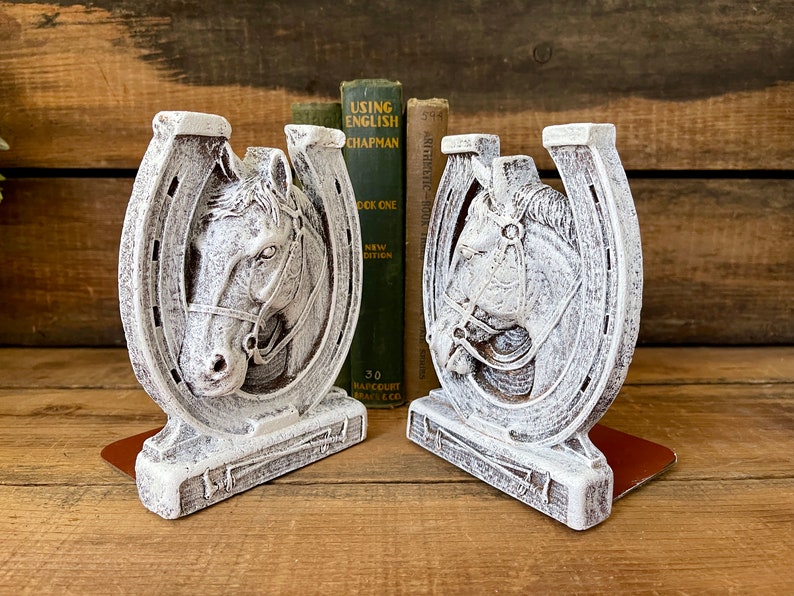 1950s Syroco Wood Horse Head Horse Shoe Bookends Etsy