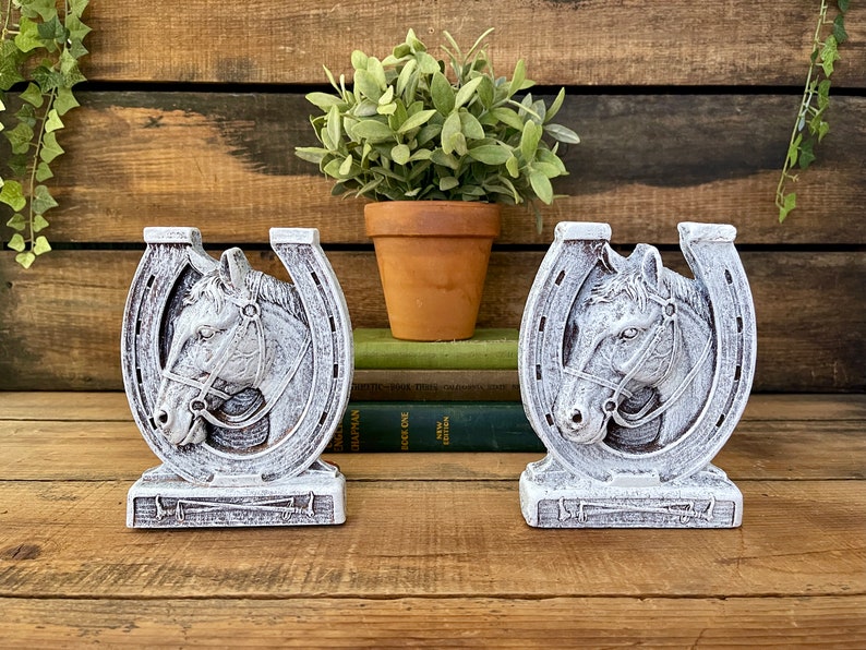 1950s Syroco Wood Horse Head Horse Shoe Bookends Etsy