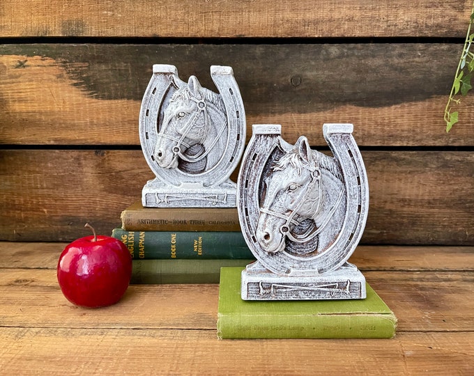 1950s Syroco Wood Horse Head Horse Shoe Bookends Etsy