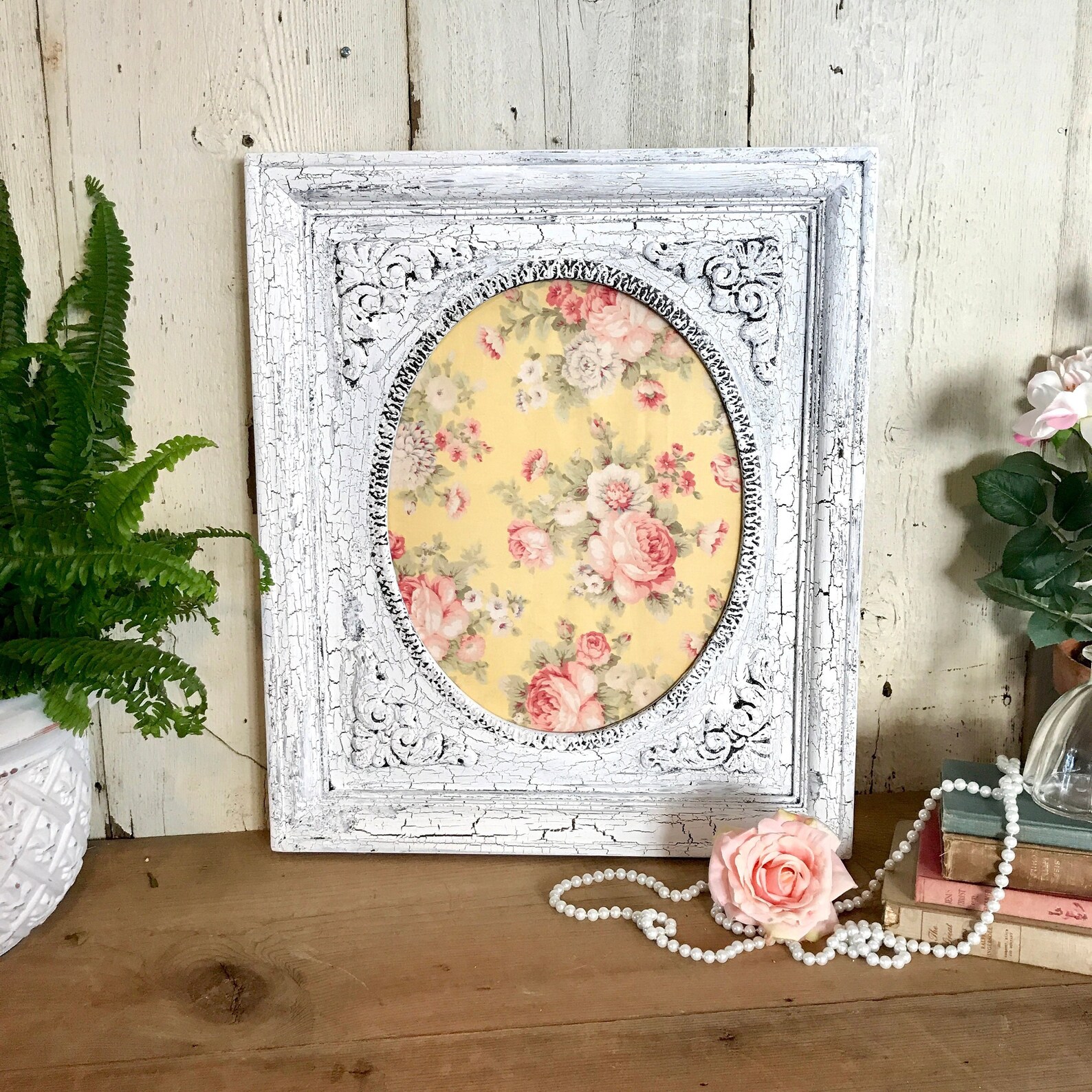 White Wall Frame 20 X 17 Crackle Distressed Painted Wall Etsy