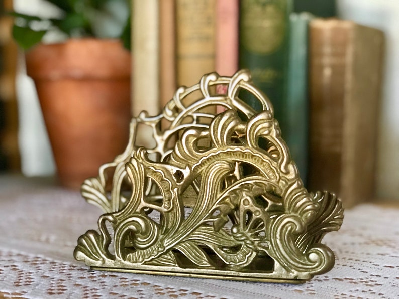 Brass Letter Holder Art Nouveau Style Vintage Desk Etsy