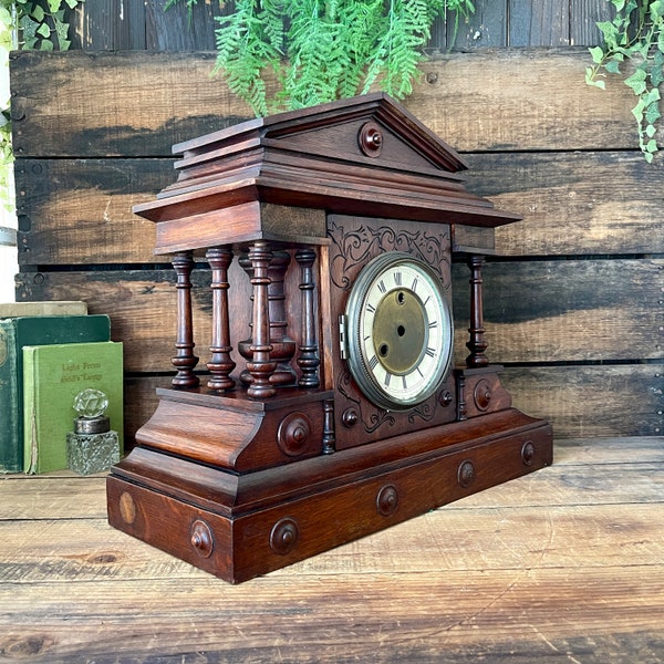 Wood Mantel Clock Etsy