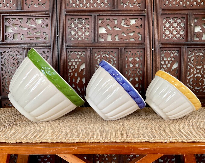 Italian Tilted Nesting Bowls by CIC Fine Ceramic Mixing Serving Bowls