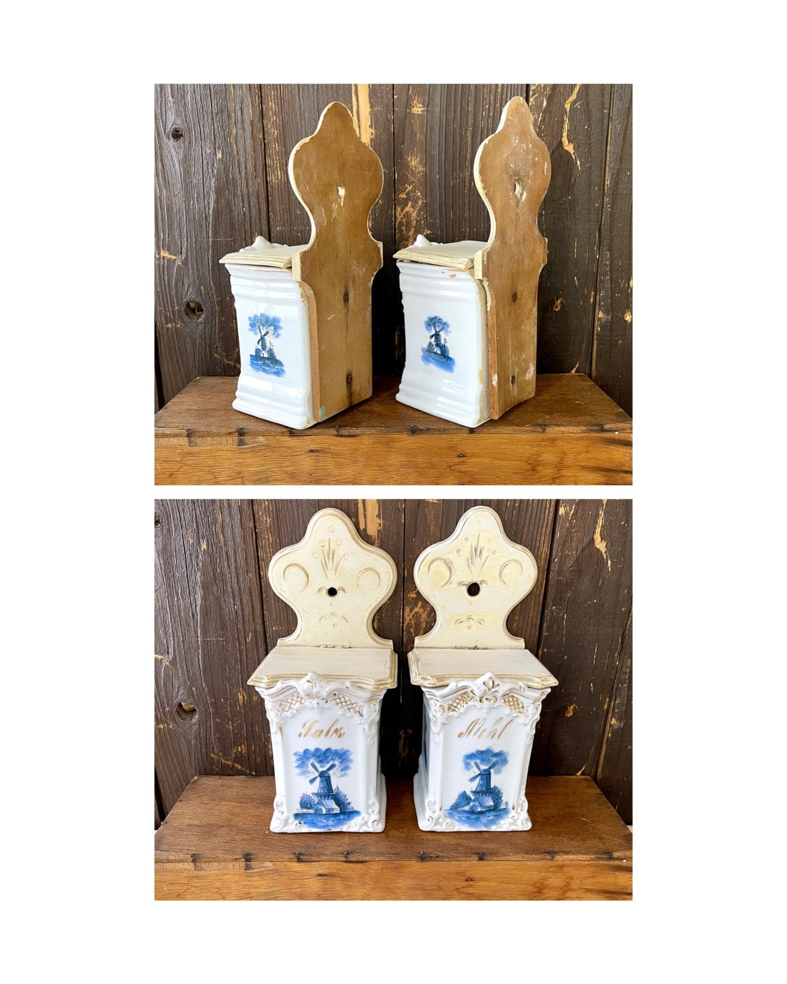5 Pc German Delft Ceramic Kitchen Set With Blue and White Holland ...