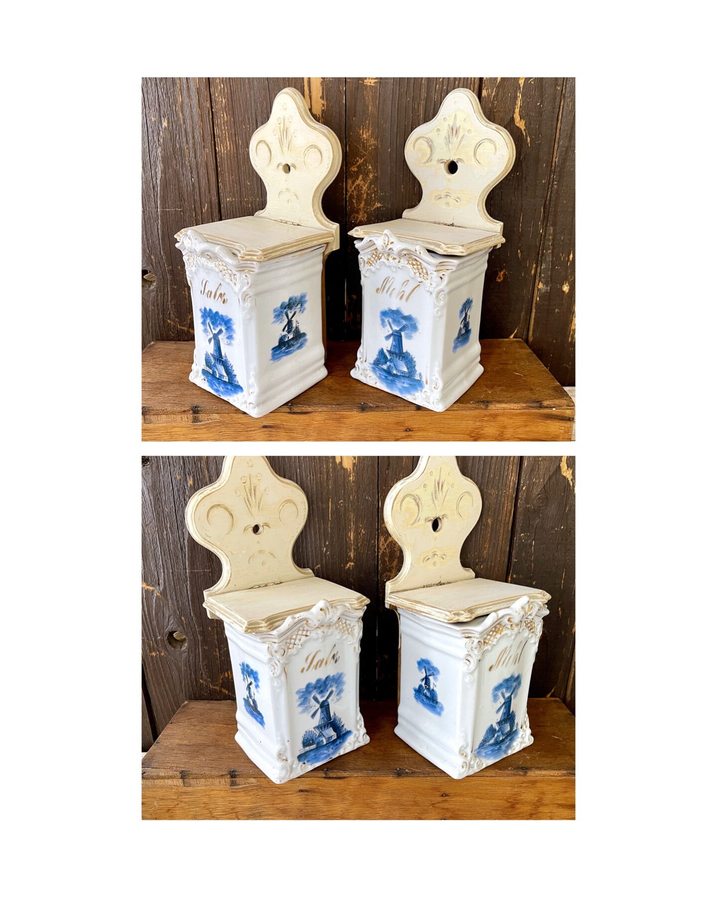 5 Pc German Delft Ceramic Kitchen Set With Blue and White Holland ...