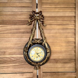 Antique French Ormolu and Bronze Cartel Wall Clock (with non original, non working clock mechanism) 21" x 10" Case Overall