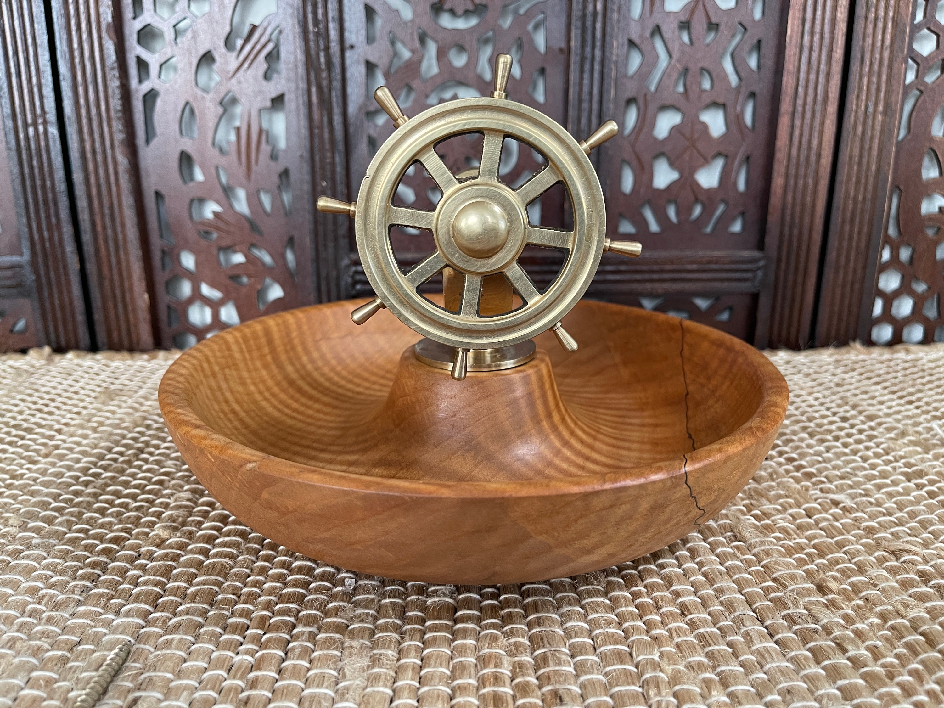 Wood Brass Ships Wheel 