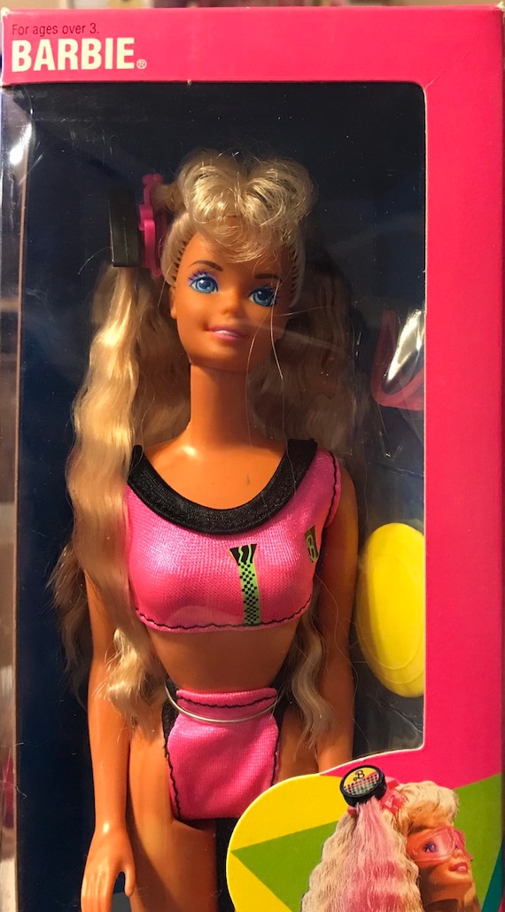 Vintage 1989 Beach Blast Barbie Doll Nrfb Mattel 3237 Hair Changes Color For A Hot New Wave Catchin Look