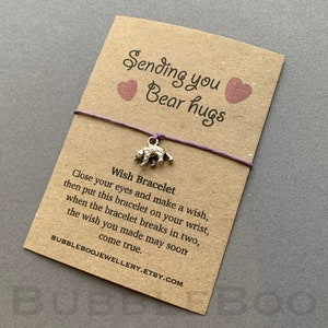Bear Hugs Wish Bracelet, Bear Charm Gift
