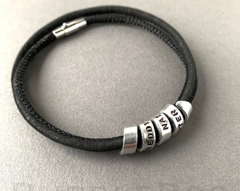 Vegan Secret Message Black Personalised Double Loop bracelet Black Cork Cord Strap with a magnetic clasp. Gift Boxed.