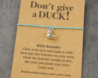 Duck Wish Bracelet Don't Give a Duck Wish Bracelet Duck gift Duck charm Duck wish.