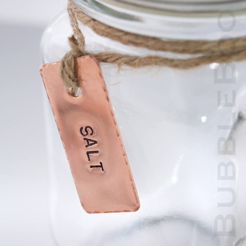 Copper Pantry Tags Personalised Hand Stamped Copper Kitchen Etsy