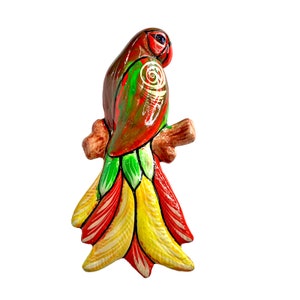 Hand Painted Parrot Wall Plaque Hanging Ceramic Bird Bright Colorful Tropical