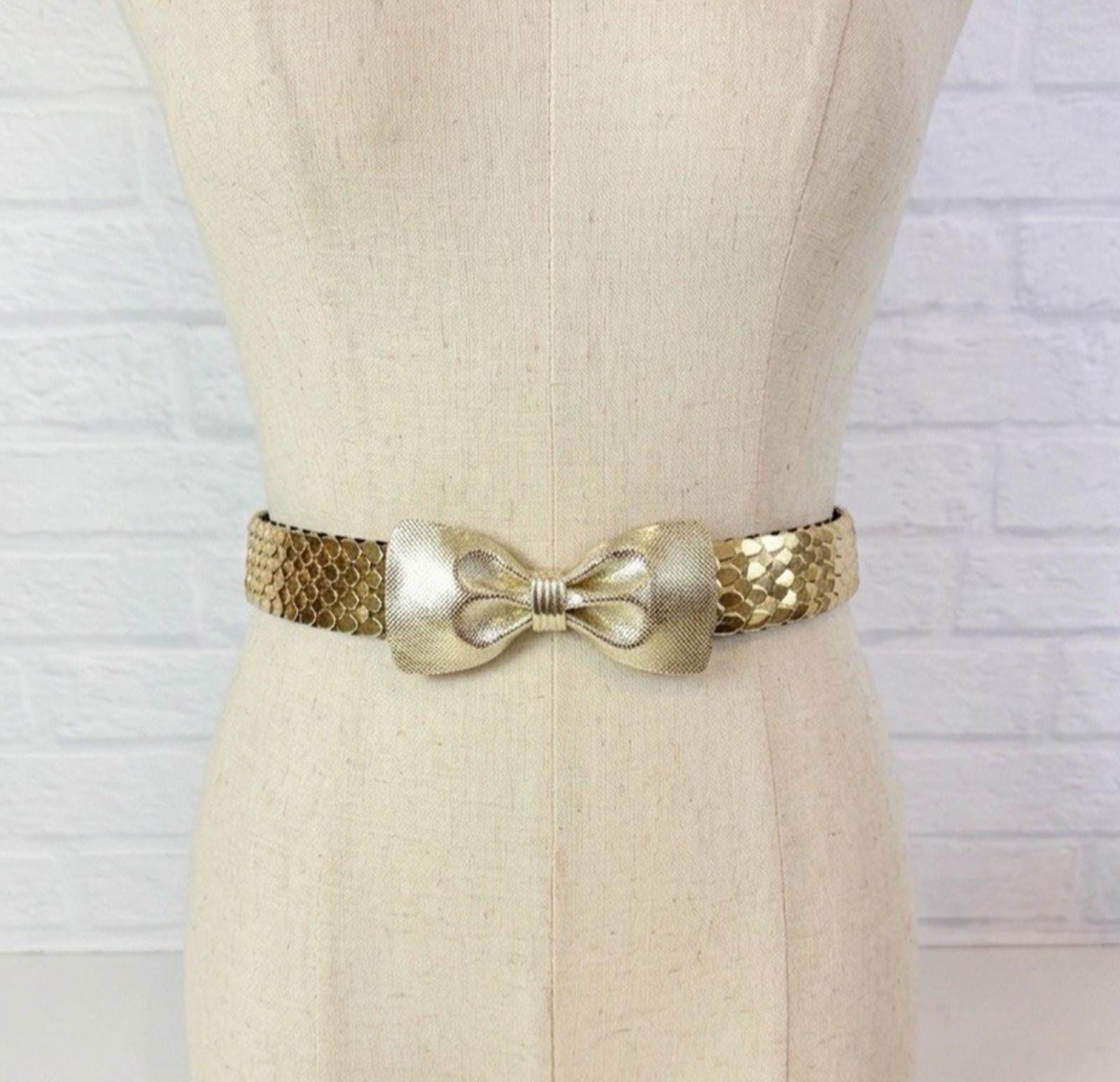 Vintage Gold Fish Scale Stretch Belt Disco Glam Mermaidcore Statement Party Gold Fish Scale Belt - Etsy main image 2