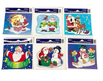 Vintage Classic Clings Christmas Window Clings Decorations 1999 Lot of 6