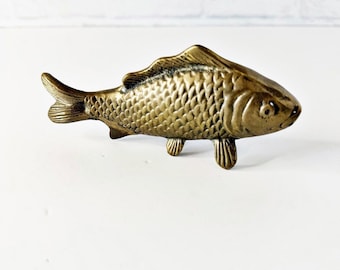 Brass Koi Fish Figurine Carp Goldfish Figure 5 Inch
