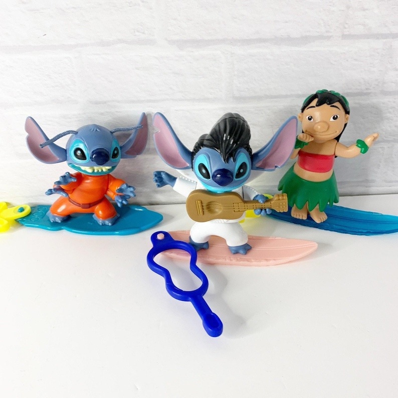 Disney LILO & Stitch Lot Of 5 Figures Bobble Cake Topper McDonald's Elvis image 2