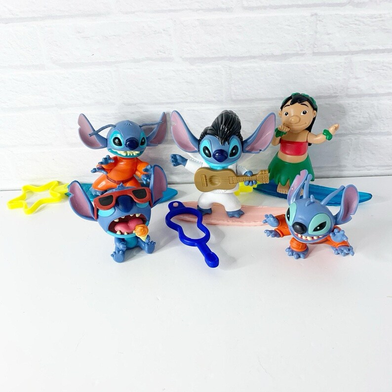 Disney LILO & Stitch Lot Of 5 Figures Bobble Cake Topper McDonald's Elvis image 1