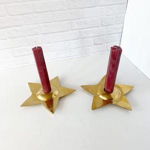 Brass Star Candle Holders Set of 2 Taper Celestial MCM